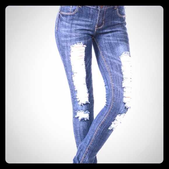 Sweet Look Denim - SWEET LOOK Destroyed Medium Wash Skinny Jeans